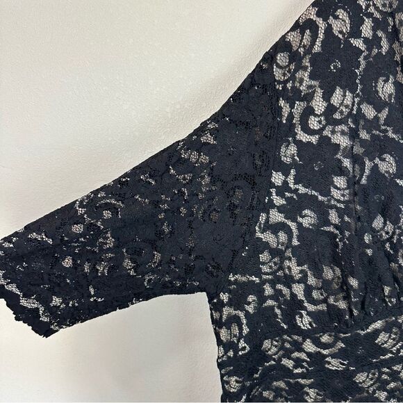 Kiyonna Black Lace Midi V-Neck Dress New Size 5X Mother Of Bride Cocktail - Picture 5 of 7